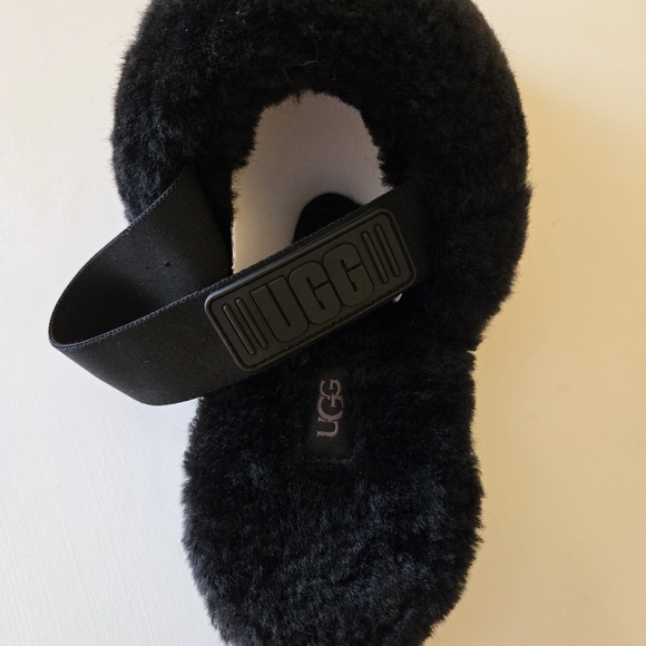 UGG SUPER FLUFF BLACK SLIDE SHEEPSKIN CLOSED TOE MULE SLIPPERS SIZE US 10 WOMEN - Picture 13 of 16